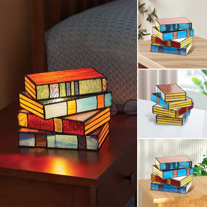 Farget glass stablet bøker lampe | Luvikno