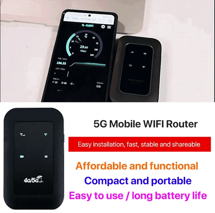Luvikno | Bærbar 5G WiFi-ruter – Høyhastighets mobiltrådløs internett-tilkobling