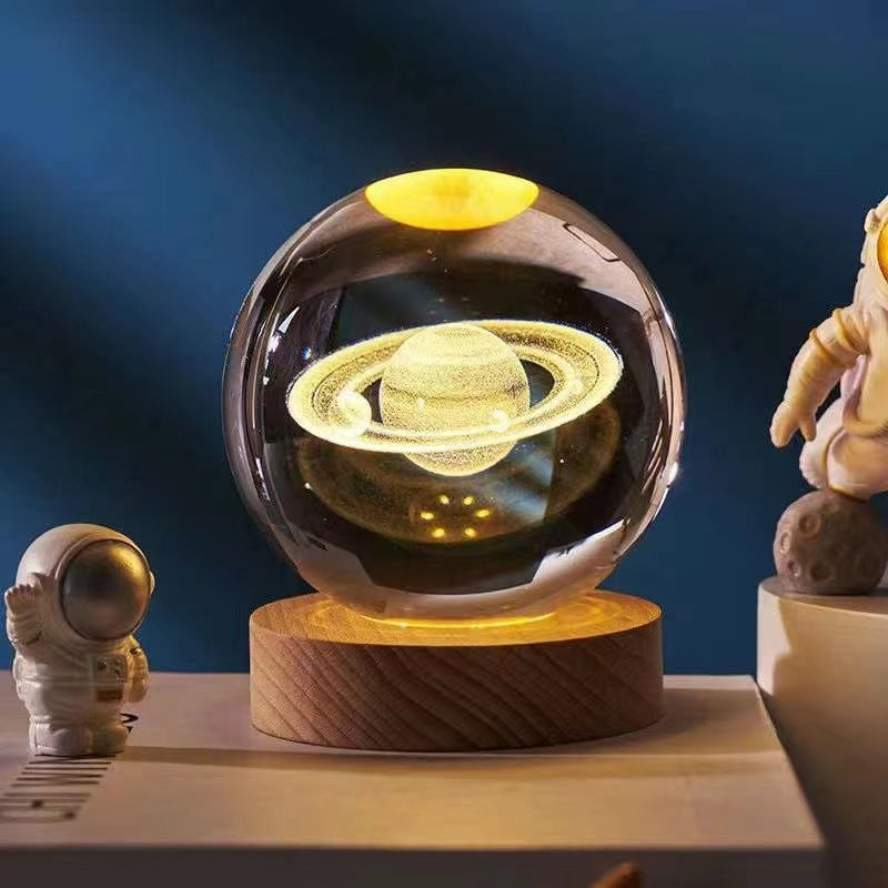 3D Krystall Ball Nattlampe Luvikno
