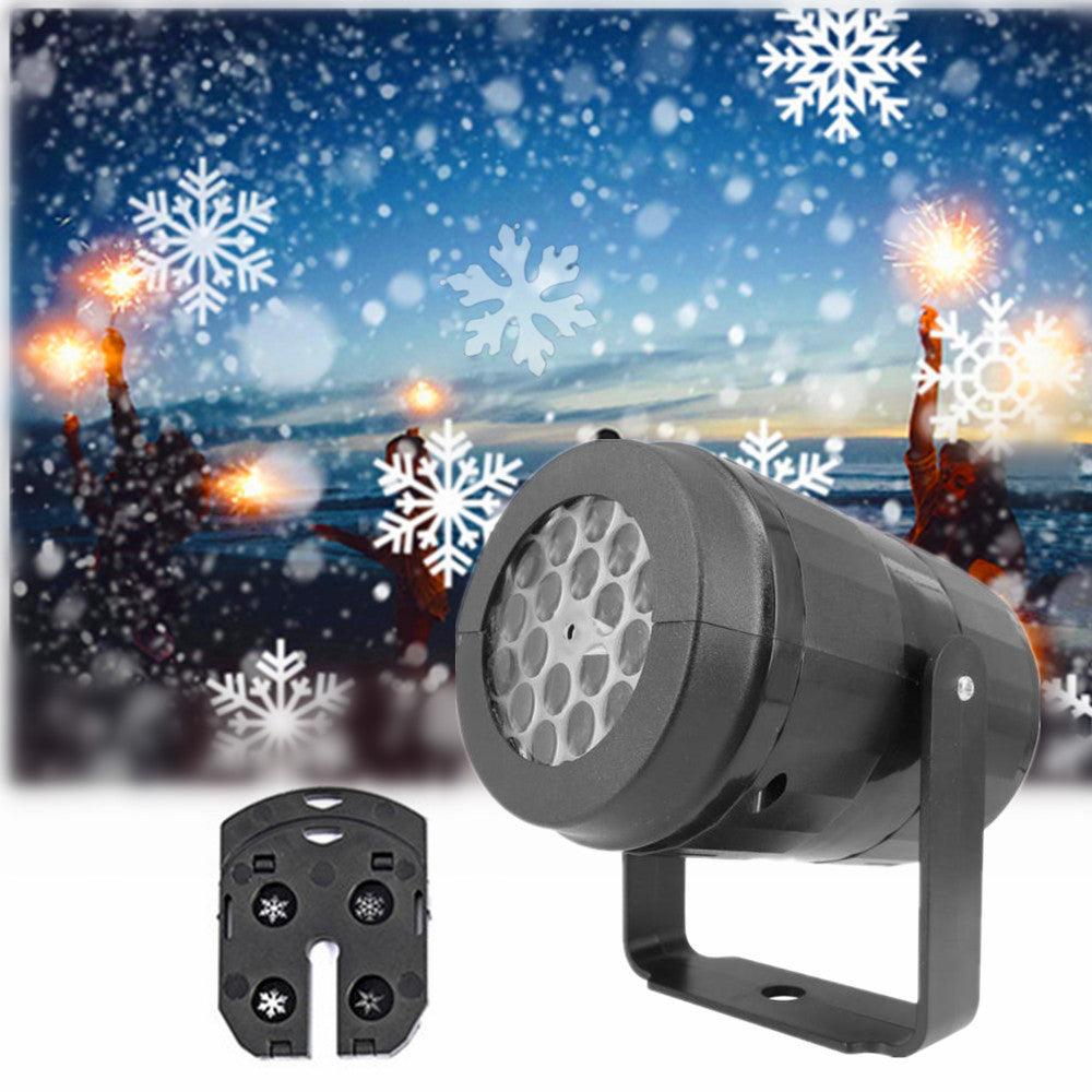 Luvikno | LED Juleprojektor Snøfnugg Lys Show – Vanntett Utendørs Lampe med 16 Mønstre