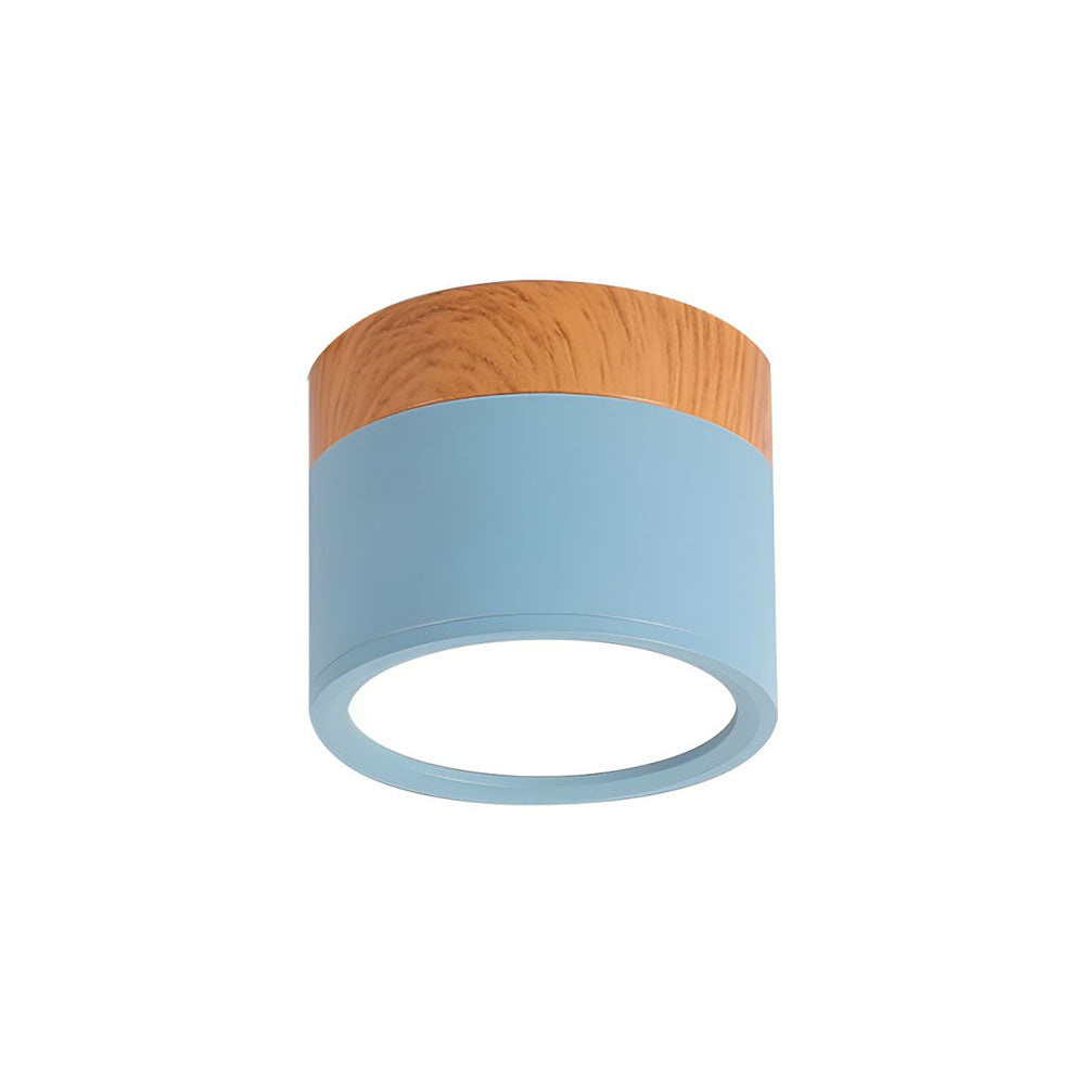 Taklampe med rosa flush trefinish Luvikno