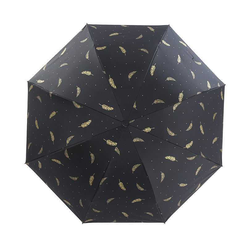 Damen Automatischer Regenschirm mit eleganter Feder-Design Luvikno