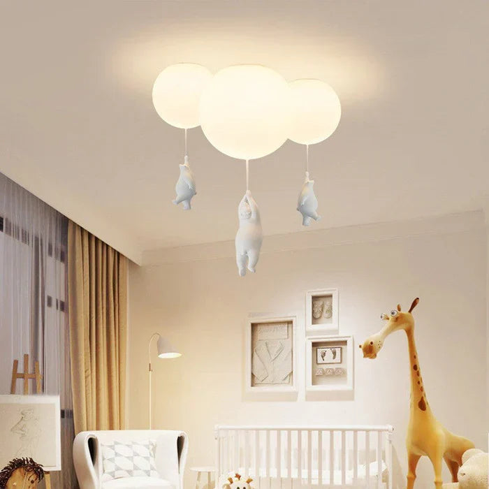 Barnelysest lampe med bjørn og ballong - CloudBear | Luvikno
