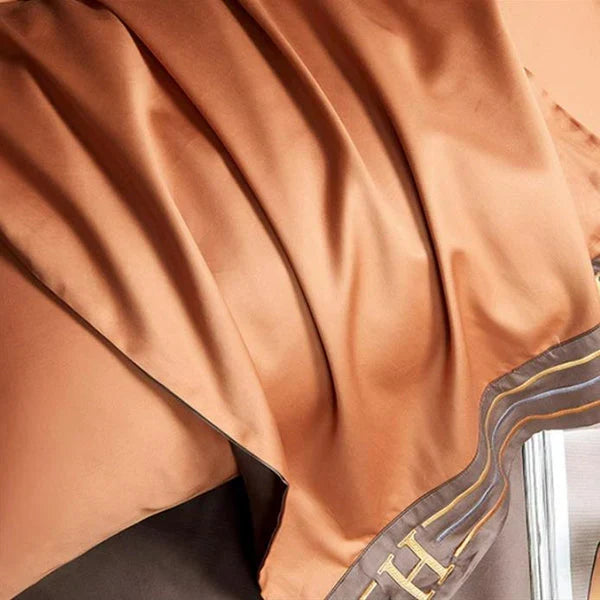 Satin Bomull Brodert Sengetøy Sett - Luxora | Luvikno
