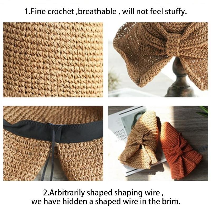 Luvikno | Retro Foldable Straw Hat with Bow