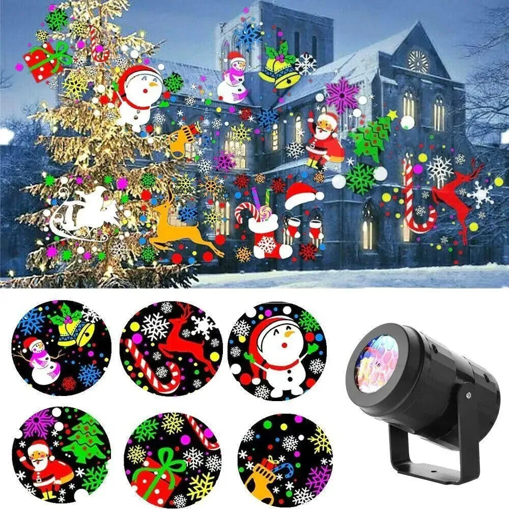 Luvikno | LED Juleprojektor Snøfnugg Lys Show – Vanntett Utendørs Lampe med 16 Mønstre