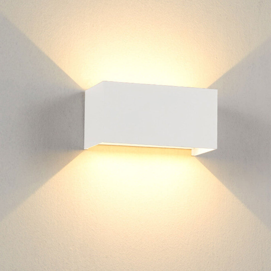 Moderne Utendørs Vannavstøtende Rektangulær LED Opp og Ned Belyst Utendørs Vegglampe | Luvikno