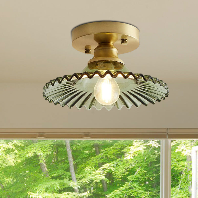 LumiCraft – Industriell Taklampe med Grønn Glasskjerm | Luvikno