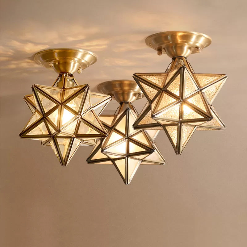 Luvikno | StarLuxe Taklampe - Tradisjonell Messing Taklampe med Glass