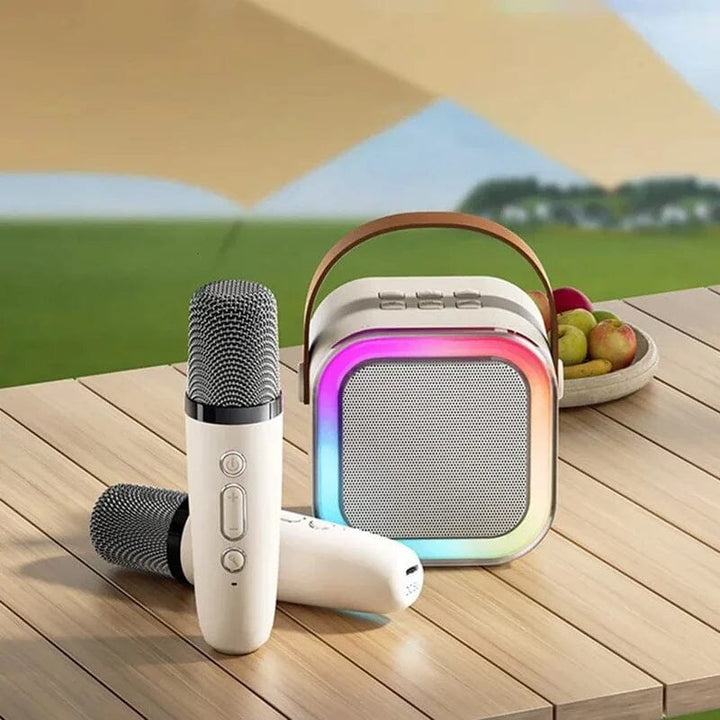 Mini karaoke maskin med trådløse mikrofoner | Luvikno