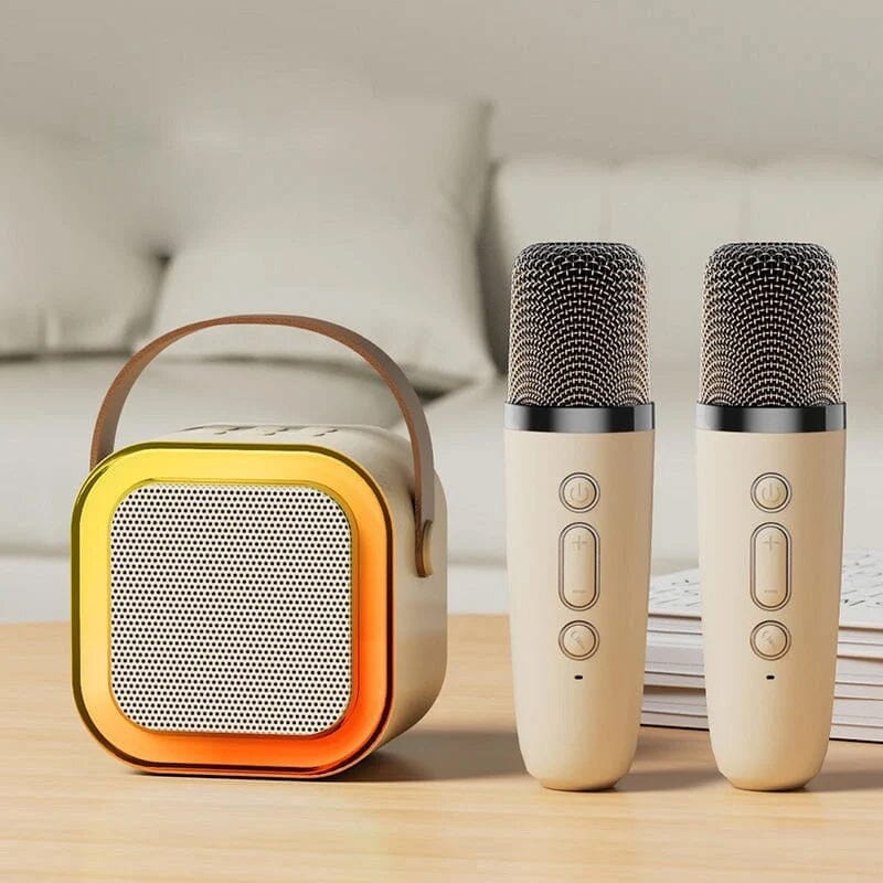 Mini karaoke maskin med trådløse mikrofoner | Luvikno