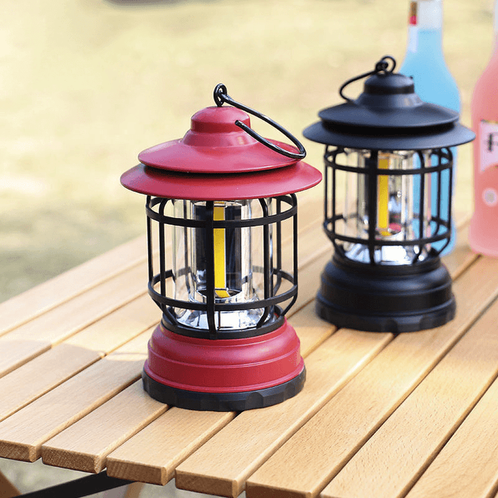 Bærbar Retro Camping lys - VintageGlow, LED Campinglampe for utendørs, hage og eventyr | Luvikno
