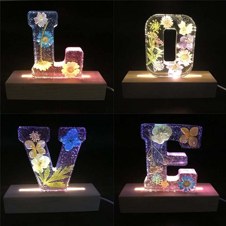 Harz-Blomster-Nattlys | LED-Dekorlampe i Bokstavform
