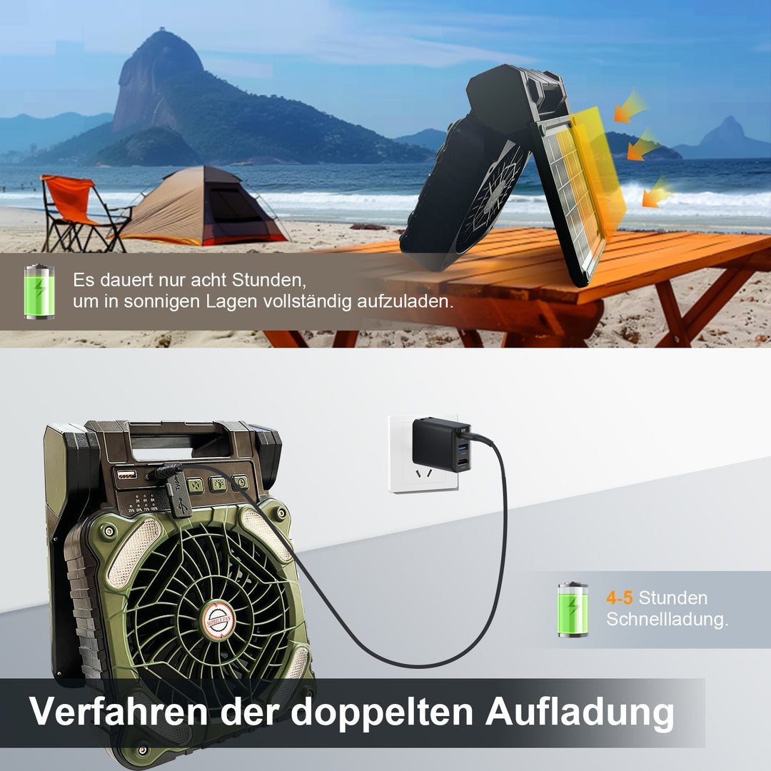 Bærbar solcelle campingvifte LED-lampe | Luvikno