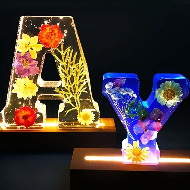 Harz-Blomster-Nattlys | LED-Dekorlampe i Bokstavform