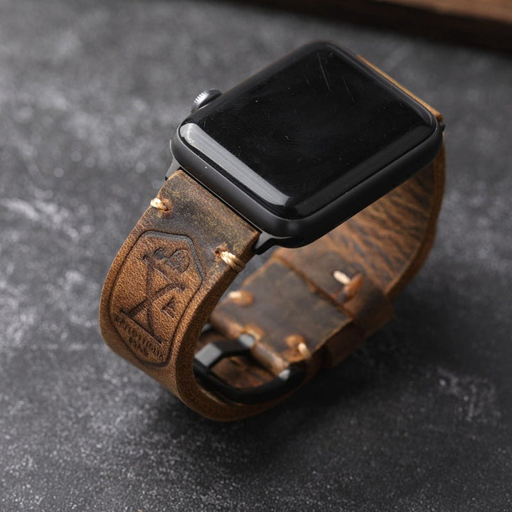 Håndlaget vintage lær-Apple-watch-armbånd