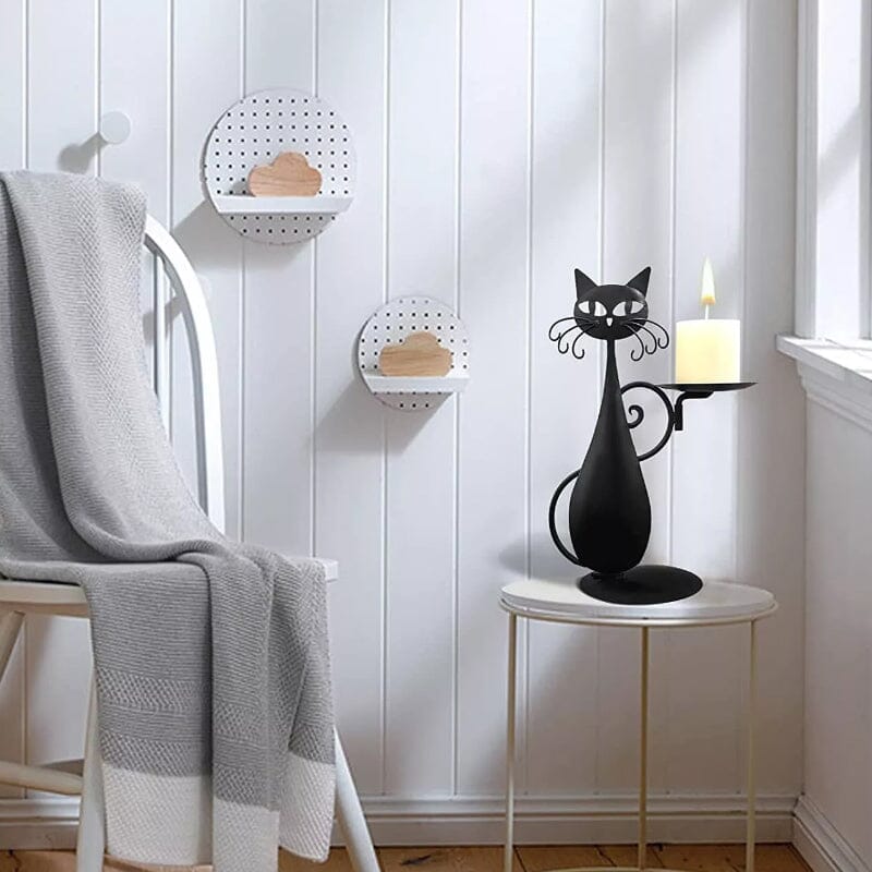 Luvikno | Svart katt lysholder