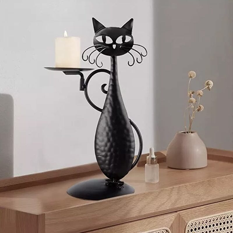 Luvikno | Svart katt lysholder