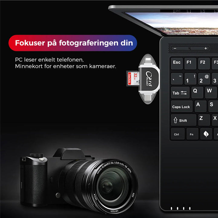 Multi-Port 4 i 1 Universell SD TF Kortleser | Luvikno