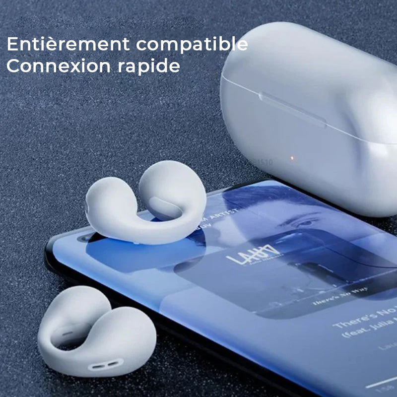 Bone conduction headphones with clip for the ear, wireless | luvikno