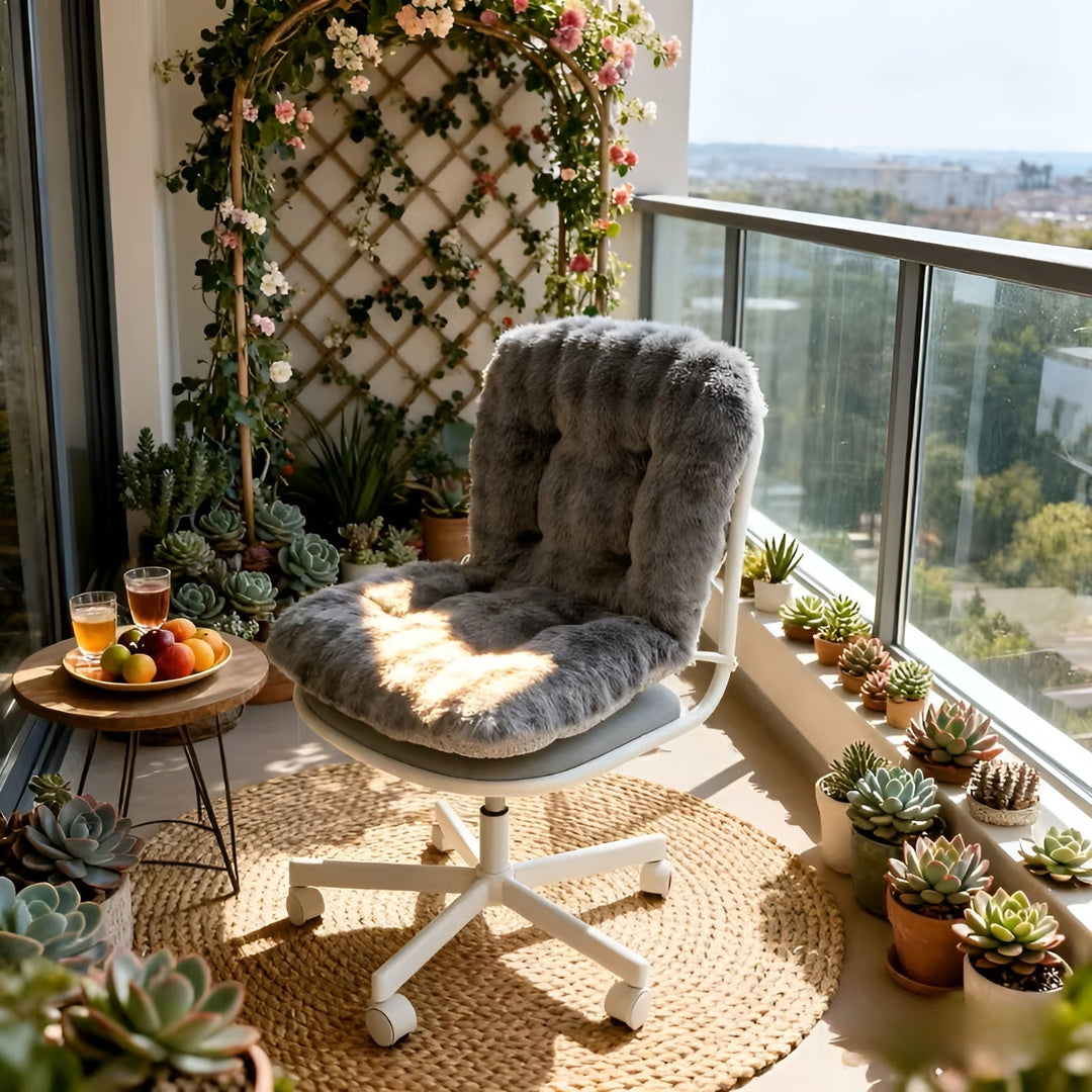 Myk sittepute laget av faux fur – Ekstra tykk & kosete | Perfekt for stol og sofa | Luvikno