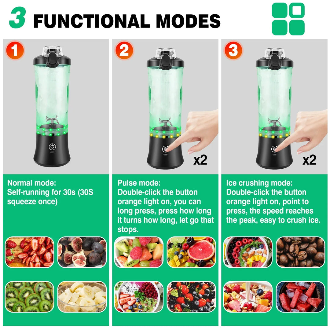 2 i 1 Bærbar Blender Elektrisk Juicer og Smoothie Mikser Mini Blender | Luvikno