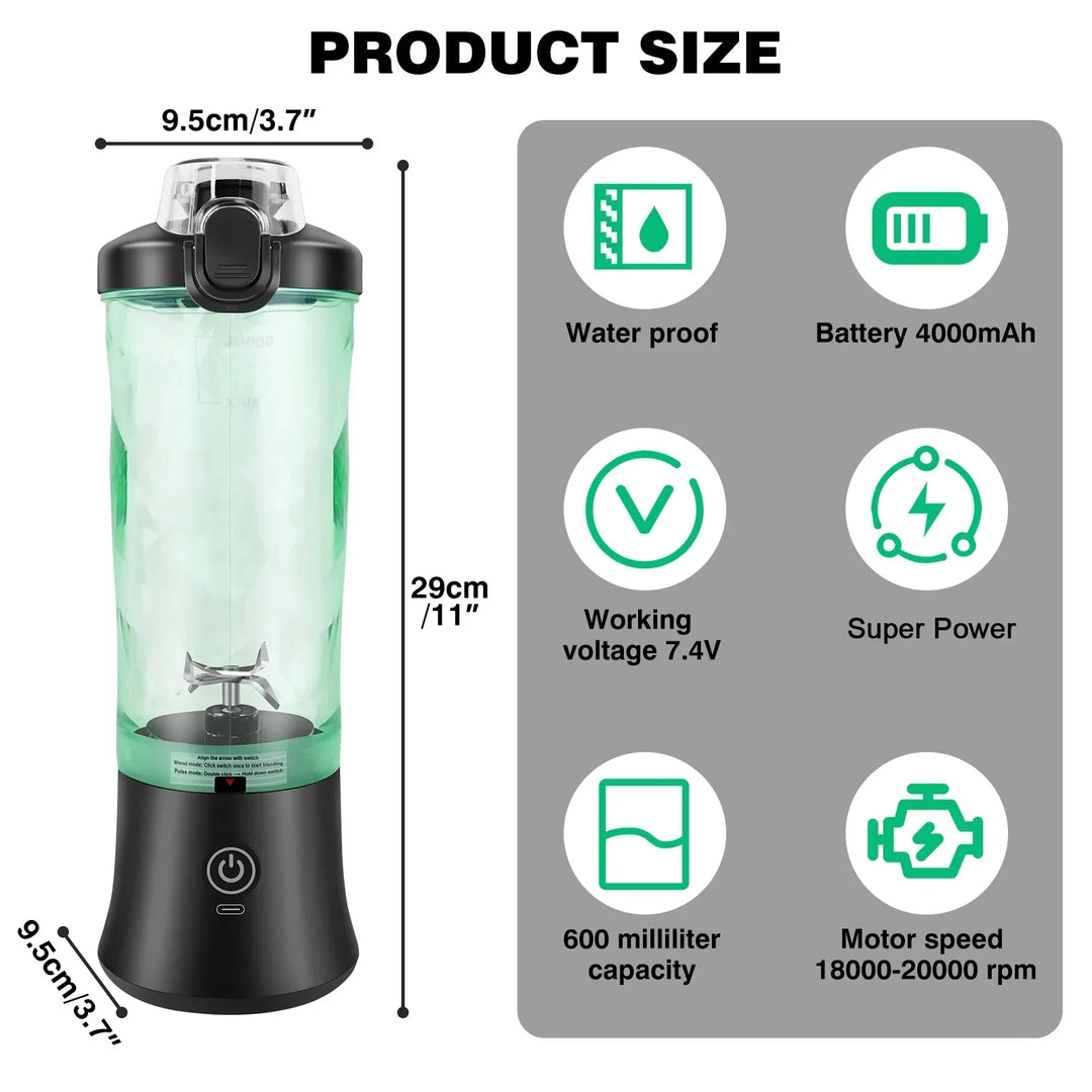 2 i 1 Bærbar Blender Elektrisk Juicer og Smoothie Mikser Mini Blender | Luvikno