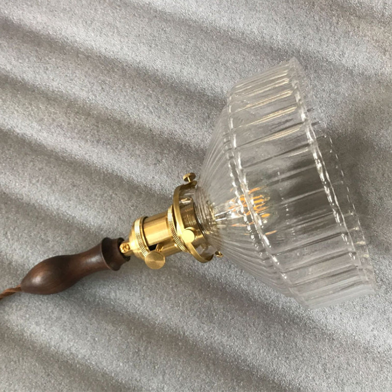 Industriell Rustikk Loft Pendellampe – 1-Lys Ribbret Glass Takbelysning for Stue og Spisestue | Luvikno
