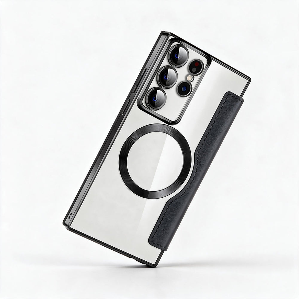Magnetische Samsung Flip-Hülle | Lederstruktur mit Ringhalter