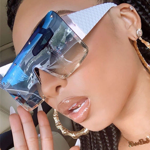 Dame geometrisk oversized solbrille med gradientlinser Luvikno