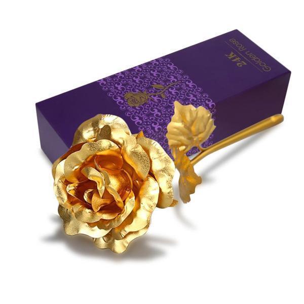 24K Gullfolie Rose Med Boks | Luvikno