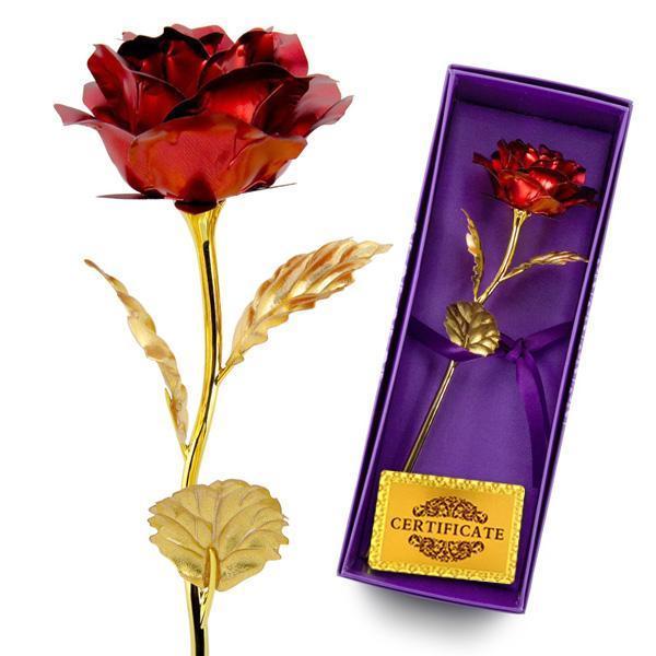 24K Gullfolie Rose Med Boks | Luvikno