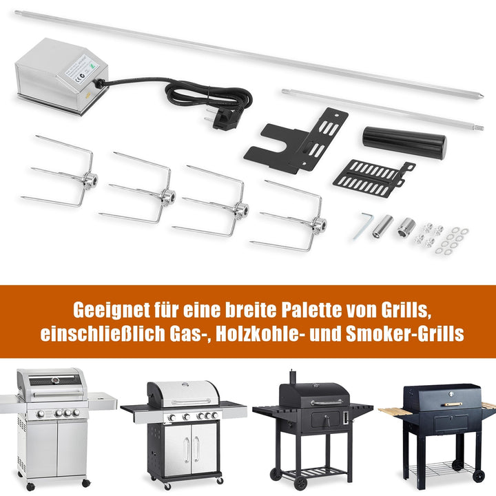BBQ Grill Spydere Rustfritt Stål Motor 4x Kjøttnål | Luvikno