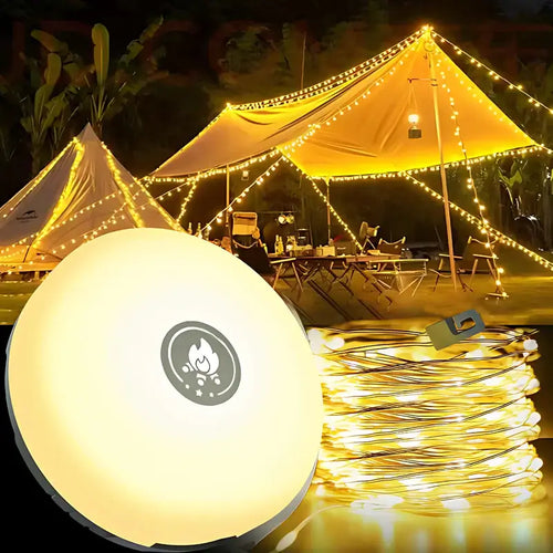 Luvikno | in 1 Camp Light – Bærbar Campinglampe, Lyskjeder med 8 Lysmoduser, Oppladbart Powerbank for Utendørseventyr
