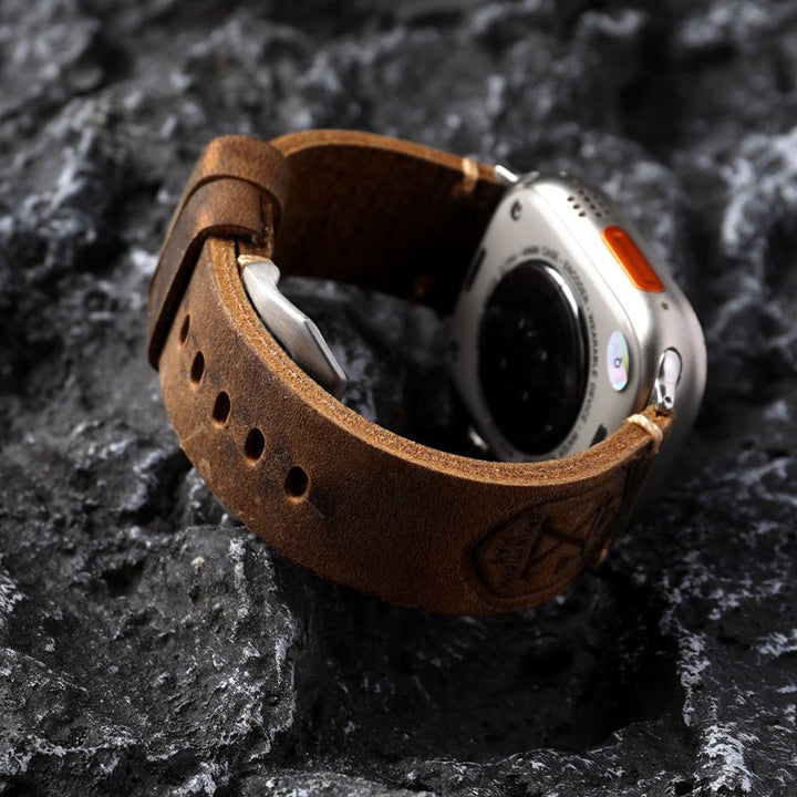 Håndlaget vintage lær-Apple-watch-armbånd