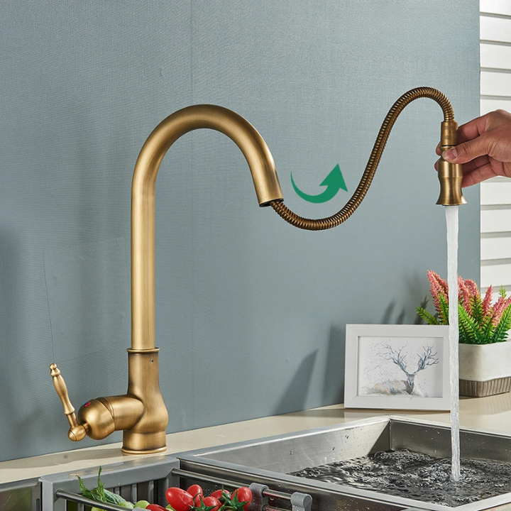 Luvikno | VintageTap Antikk Messing Kjøkkenkran – Retro Stil Blandebatteri med Svingtut