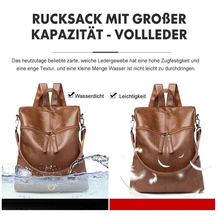 Ryggsekk med stor kapasitet - Hel lær