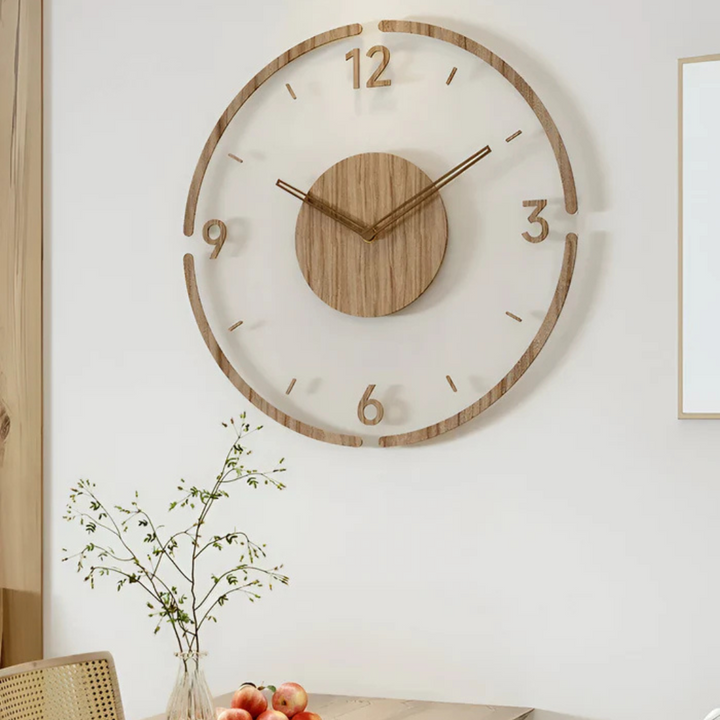 Silent Wall Clock WoodLight – Modern Clock with Acrylic Design for Living Room | Luvikno