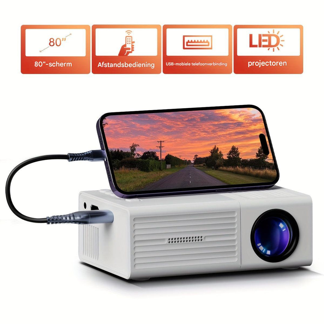 Luvikno | LumoBeam Ultra-Lys Mini Projektor (3000 Lumen) – Kompakt HD Hjem & Utendørs Kino
