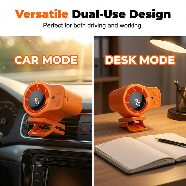 Mini vifte med ventilasjonsklemme for bil og skrivebord | Luvikno