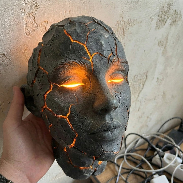 Vulkanisk Ansikt Lava Sprekk Veggkunstlampe | Luvikno