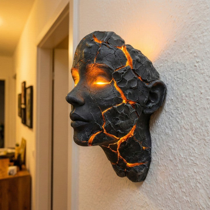 Vulkanisk Ansikt Lava Sprekk Veggkunstlampe | Luvikno