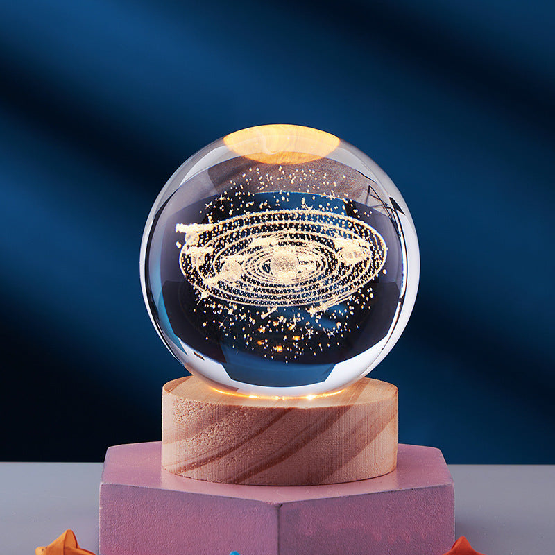 3D Krystall Ball Nattlampe Luvikno