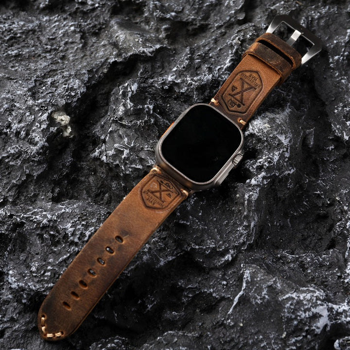 Håndlaget vintage lær-Apple-watch-armbånd