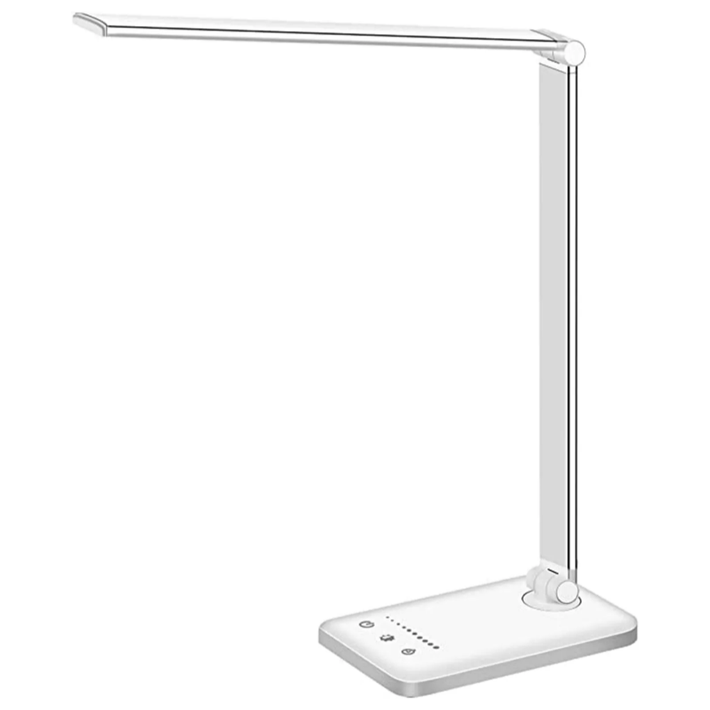 Luvikno | LED Skrivebordslampe - Bordlampe med USB-ladeport, 5 lysinnstillinger og lysstyrkenivåer