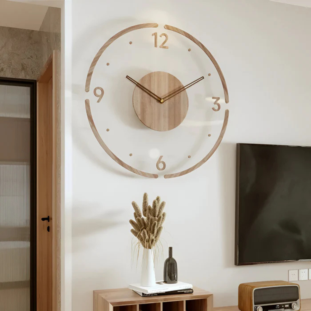 Silent Wall Clock WoodLight – Modern Clock with Acrylic Design for Living Room | Luvikno