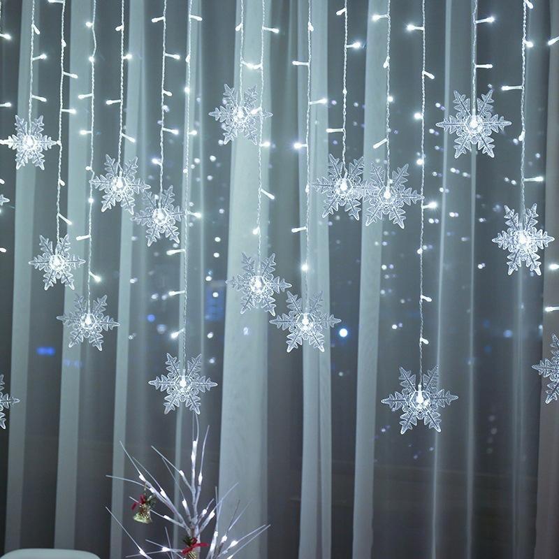 Luvikno | LED Lyskjede Gardin med Snøfnugg | IP43 Vanntett | 4.8W (220V) | 4m / 5m