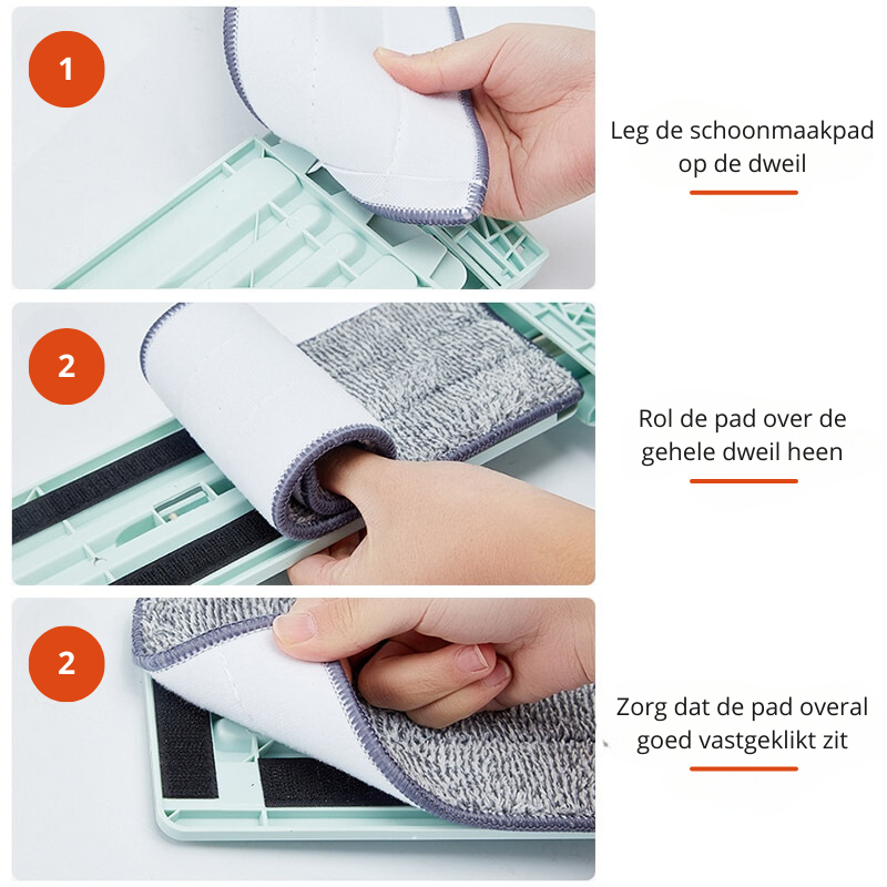 Luvikno | Gulvmopp FlexiWisch EasyMop | Med Twist-Vri Funksjon | 2 Vaskbare Puter | Lett & Kompakt | Brukes Uten Bøtte