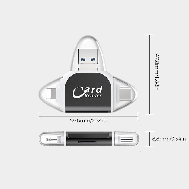 Multi-Port 4 i 1 Universell SD TF Kortleser | Luvikno