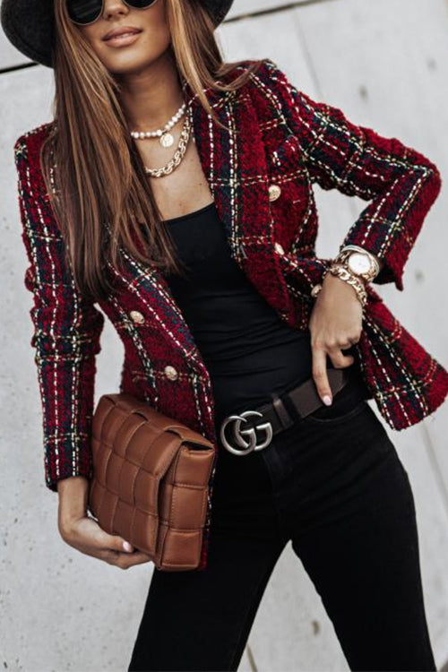 Luvik | Dobbel-rute Apen Front Rutete Blazer-jakke